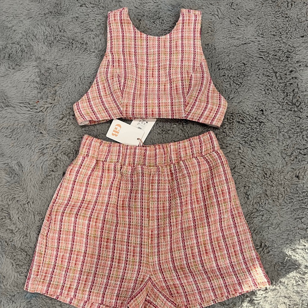 NWT pink tweed matching set